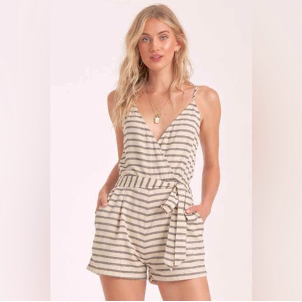 Billabong striped linen blend romper sz S